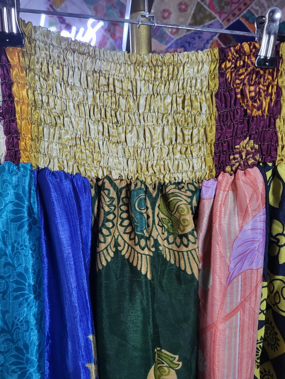 ✨️104 POL Boho Multicolor Maxi Skirt with Smocked Waist - Picture 3 of 5